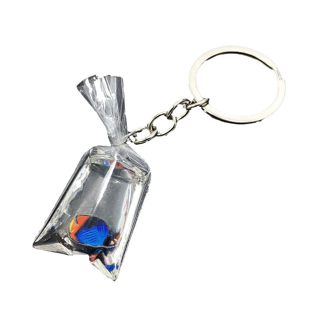 Creative Water Bag Fish Pendant Key Chain Novelty Goldfish Jewelry Backpack Pendant Keychain 7432