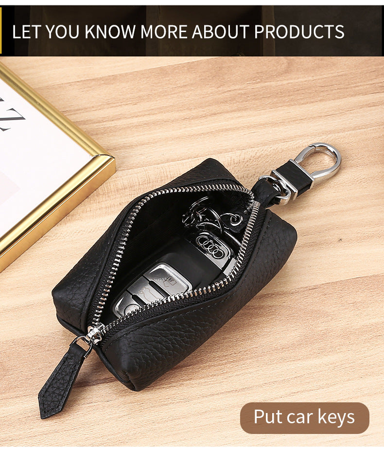 Upgraded High Quality Leather Exquisite Key Case Cowhide Key Case Home Car Key Dual Key Bag