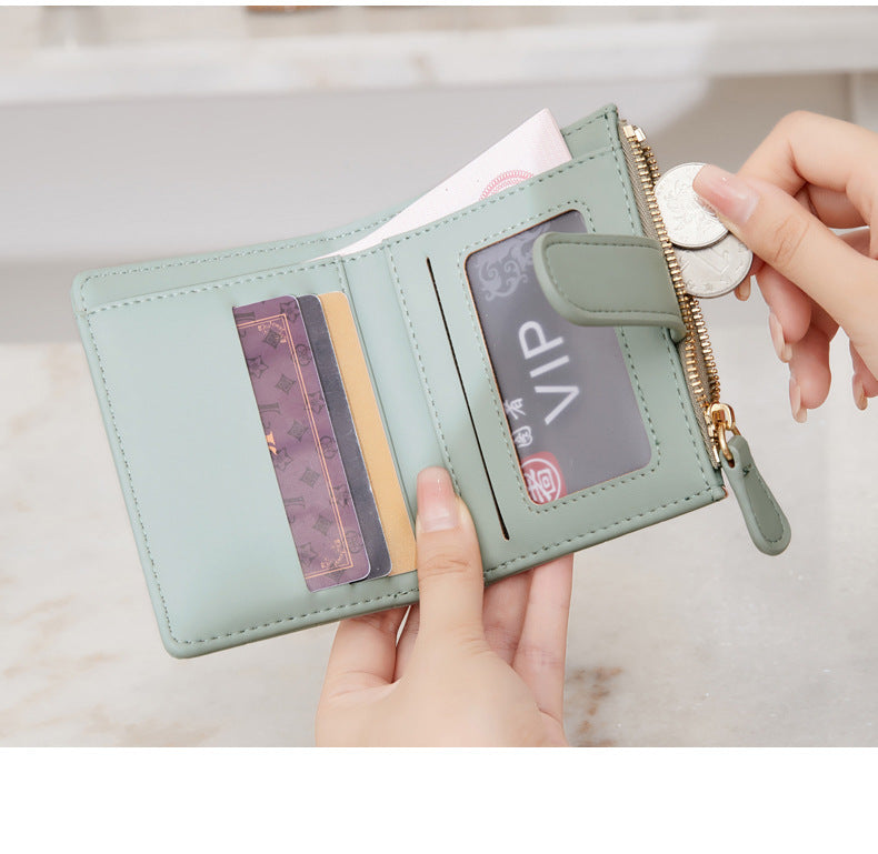 New Creative Zipper Coin Purse, Fashionable Leopard Print Folding Student Wallet, Multi-Functional Portable Coin Bag and Card Holder