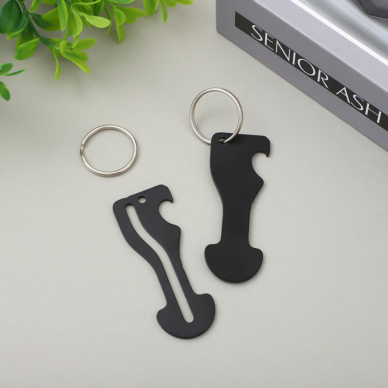 Foreign trade multi-functional key stainless steel bottle opener supermarket cart token keychain cross-border supermarket shopping cart token