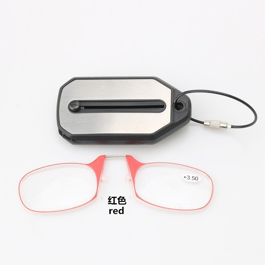 Cross-border new retractable clip nose reading glasses personalized fashion mini convenient reading keychain reading glasses trend