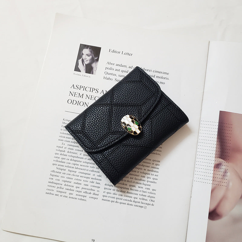 Ins New Snakehead Women's Wallet Women's Short Coin Purse Card Bag Anti-degaussing Fashion Wallet Trend Foreign Trade Hot