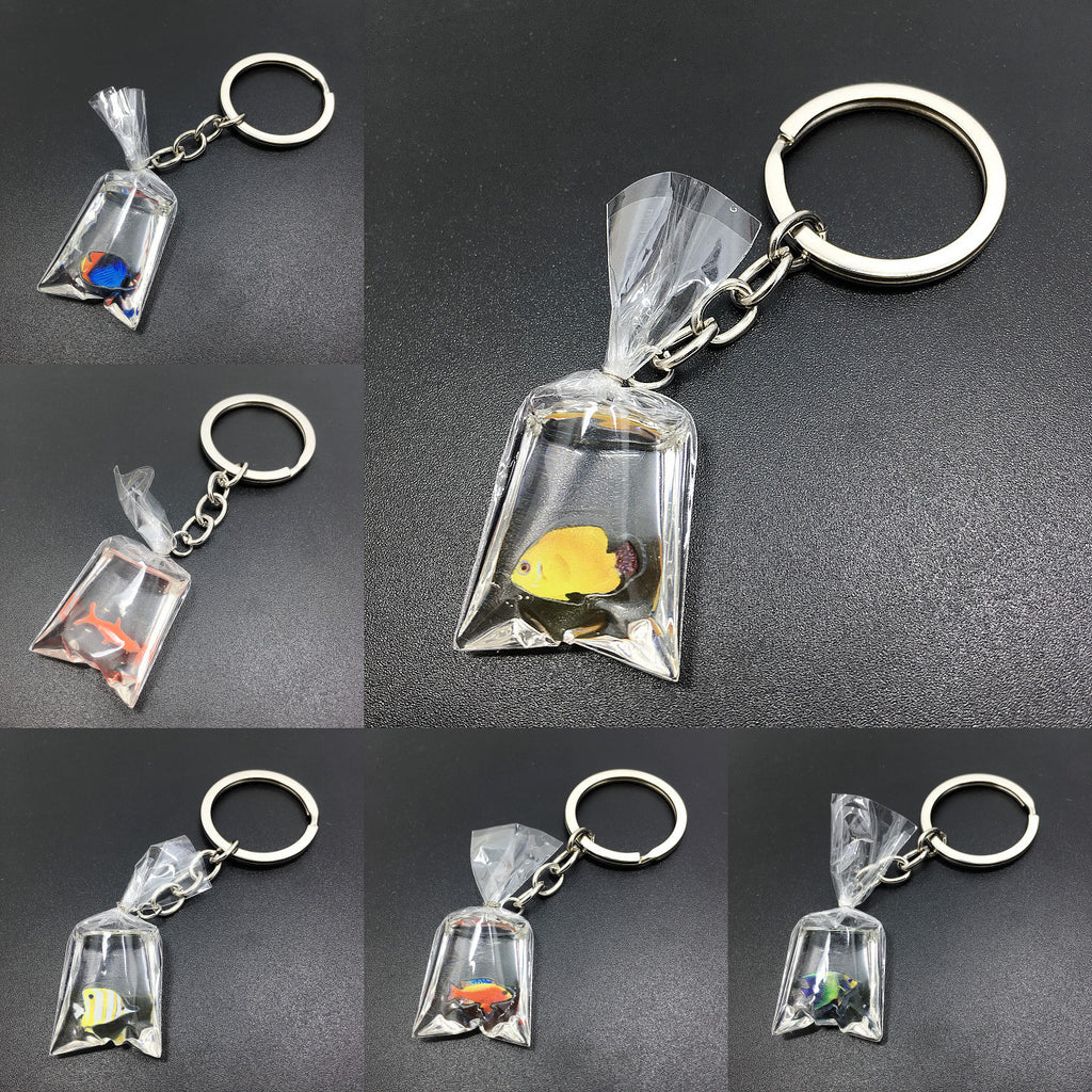 Creative Water Bag Fish Pendant Key Chain Novelty Goldfish Jewelry Backpack Pendant Keychain 7432