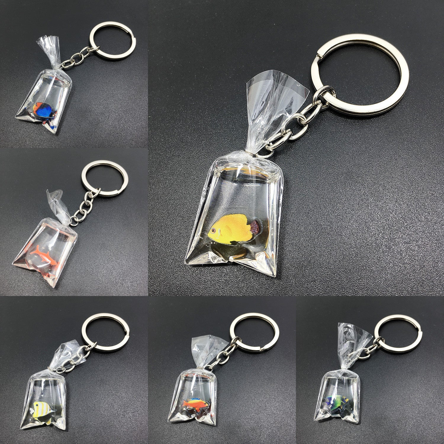 Creative Water Bag Fish Pendant Key Chain Novelty Goldfish Jewelry Backpack Pendant Keychain 7432