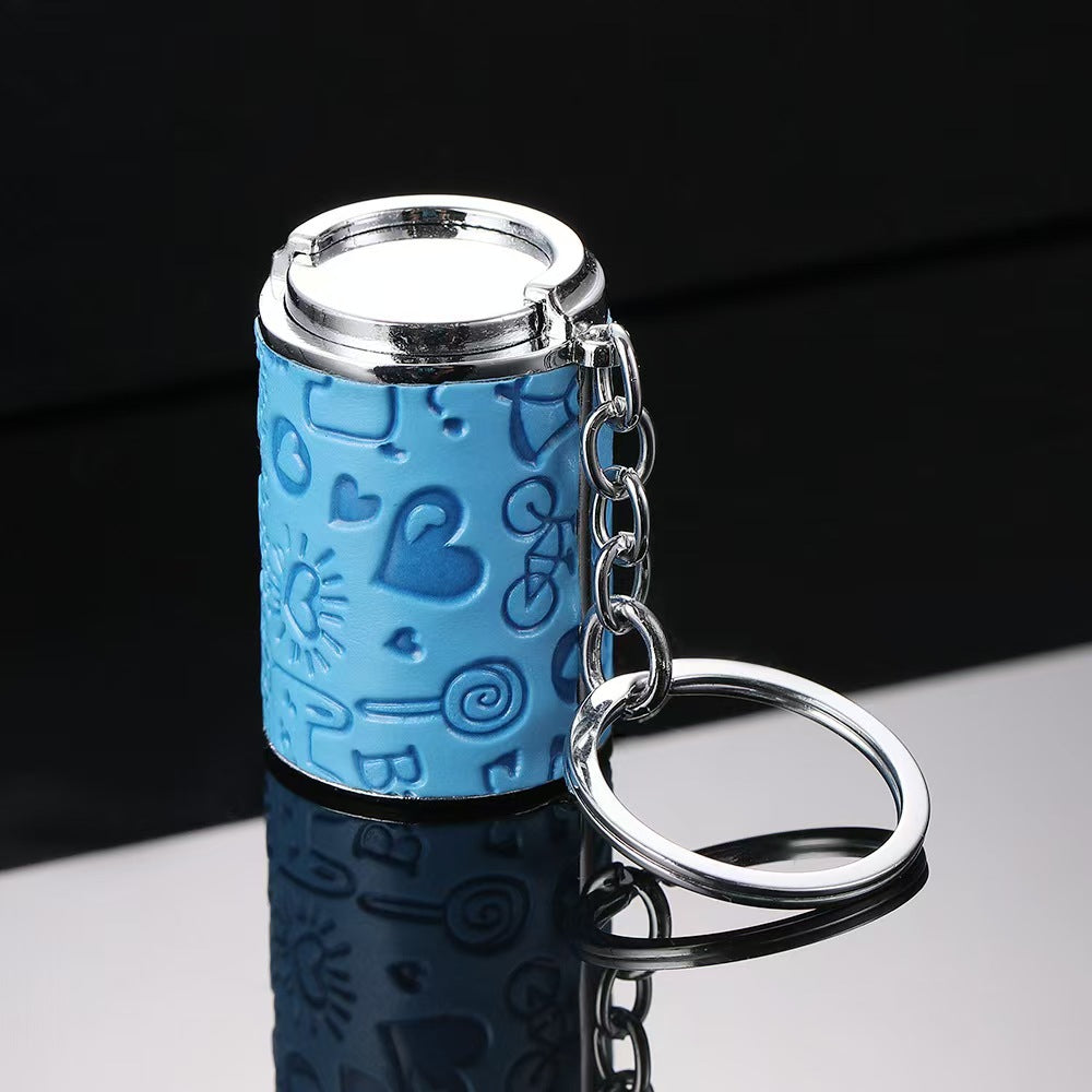 Creative One-Yuan Coin Barrel Keychain Portable Cartoon Coin Barrel Coin Storage Metal Small Gift with Logo Engraving