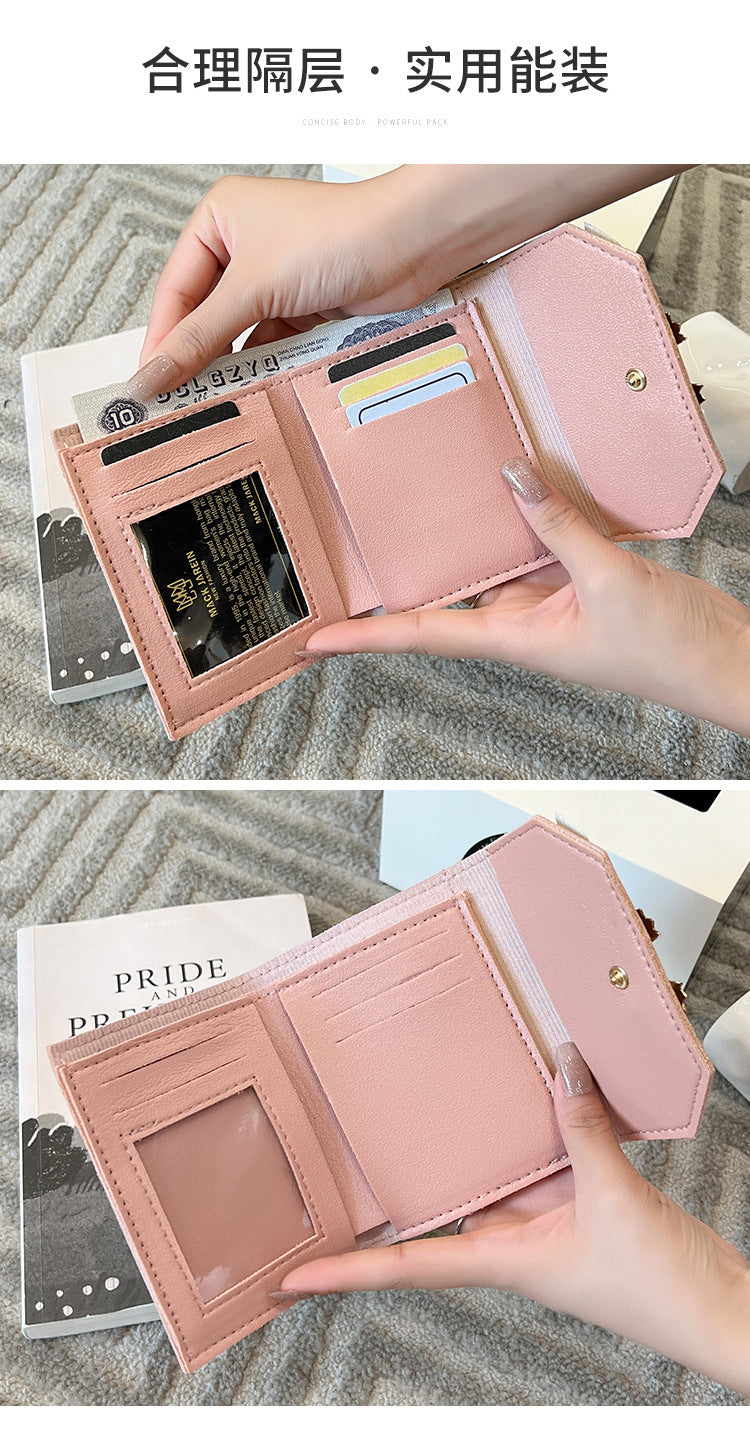 Foreign Trade Wholesale Women's Color-Blocked Bowknot Multi-Card Slot Coin Purse 2025 Korean Style Summer and Autumn New Mini Wallet