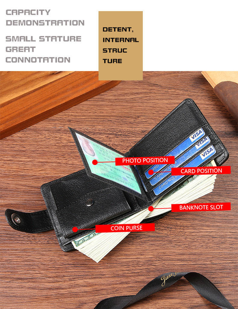 Manufacturers Wholesale New Men's Wallet PU Leather Short Export Cross-border Hasp Business Retro Multi-card Slot Coin PUrse