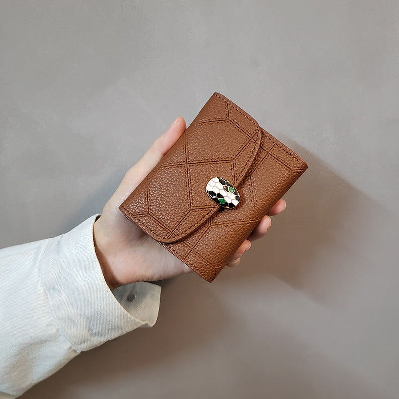 Ins New Snakehead Women's Wallet Women's Short Coin Purse Card Bag Anti-degaussing Fashion Wallet Trend Foreign Trade Hot