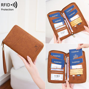 Cross-Border 2026 New Rfid Passport Wallet Multi-Functional Credit Card Document Holder Ultra-Thin Portable Travel Passport Holder