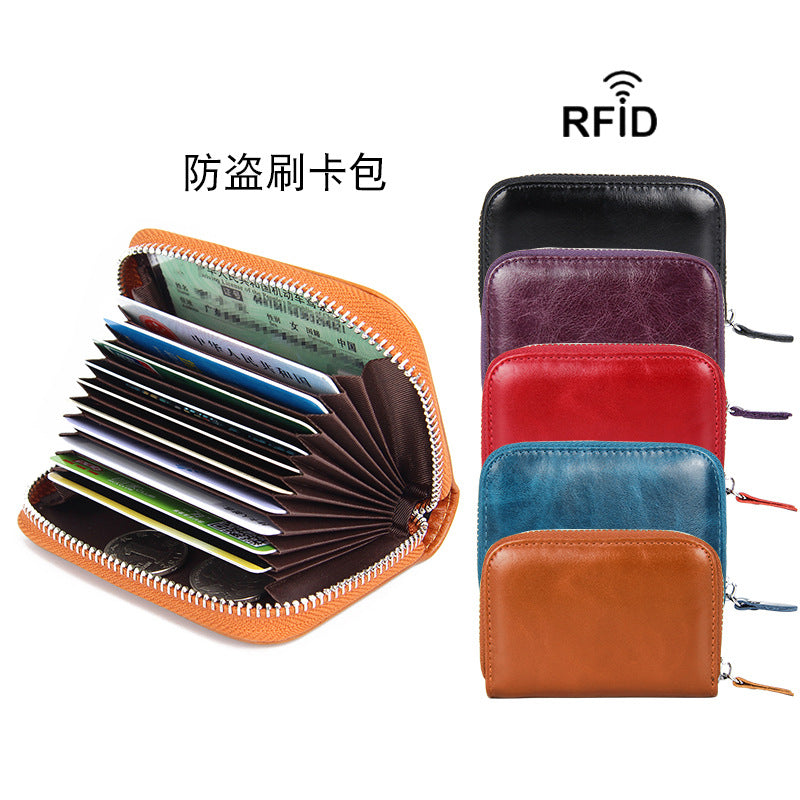 Factory Direct Sales Spot Gift Korean Version Genuine Pickup Bag Cowhide Multi-Card Slot Id Card Holder Credit Card Holder Business Card Holder