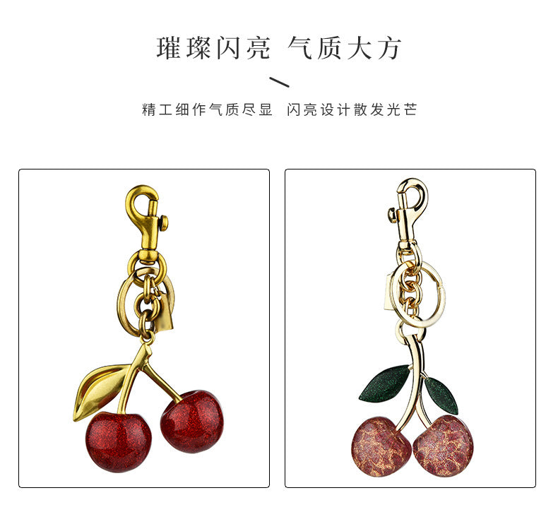 Bag pendant key buckle pink crystal cherry keychain pendant pendant car ornaments key wholesale