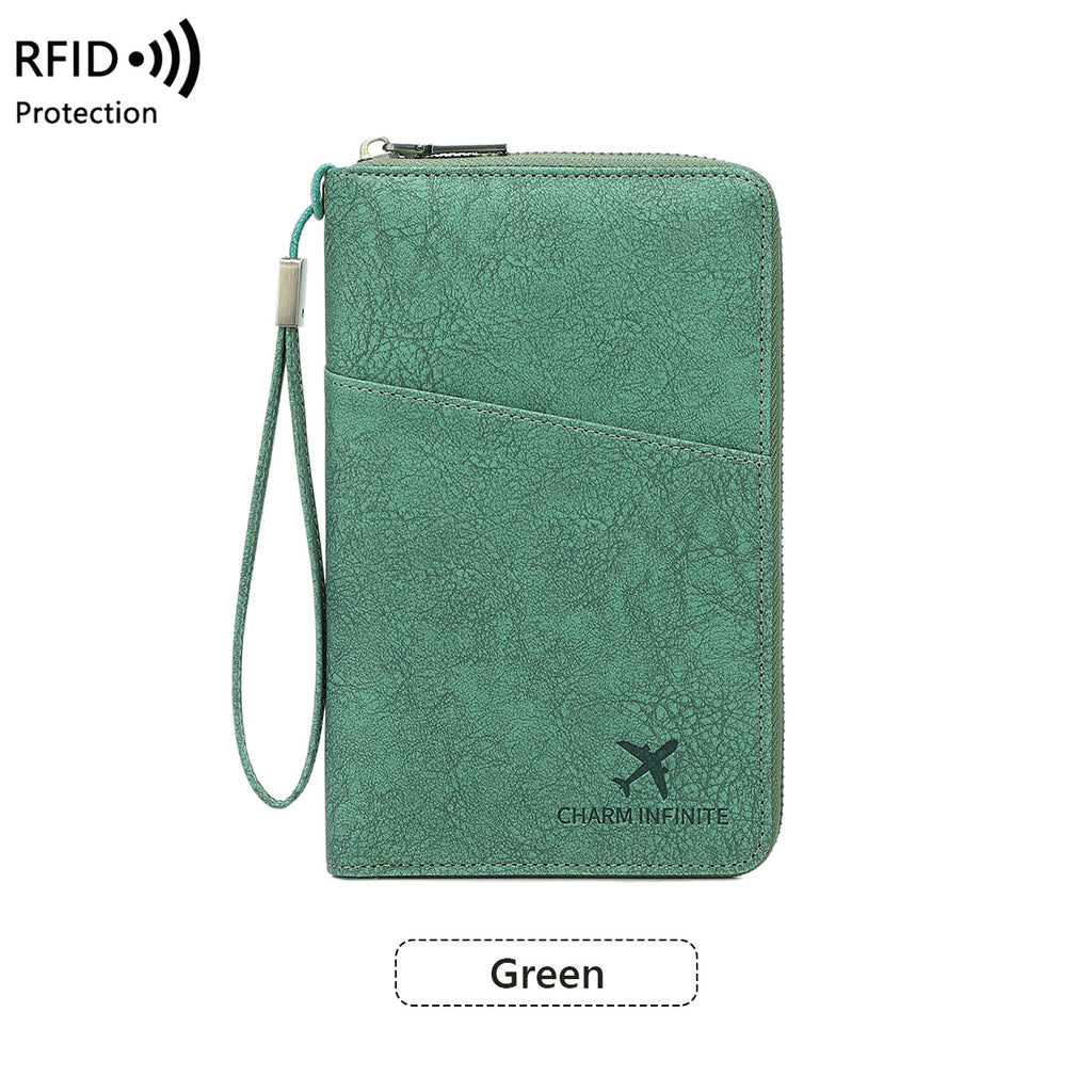 New Rfid Family Passport Holder Wallet Travel Document Storage Bag Simple Large-Capacity Credit Card Protective Case