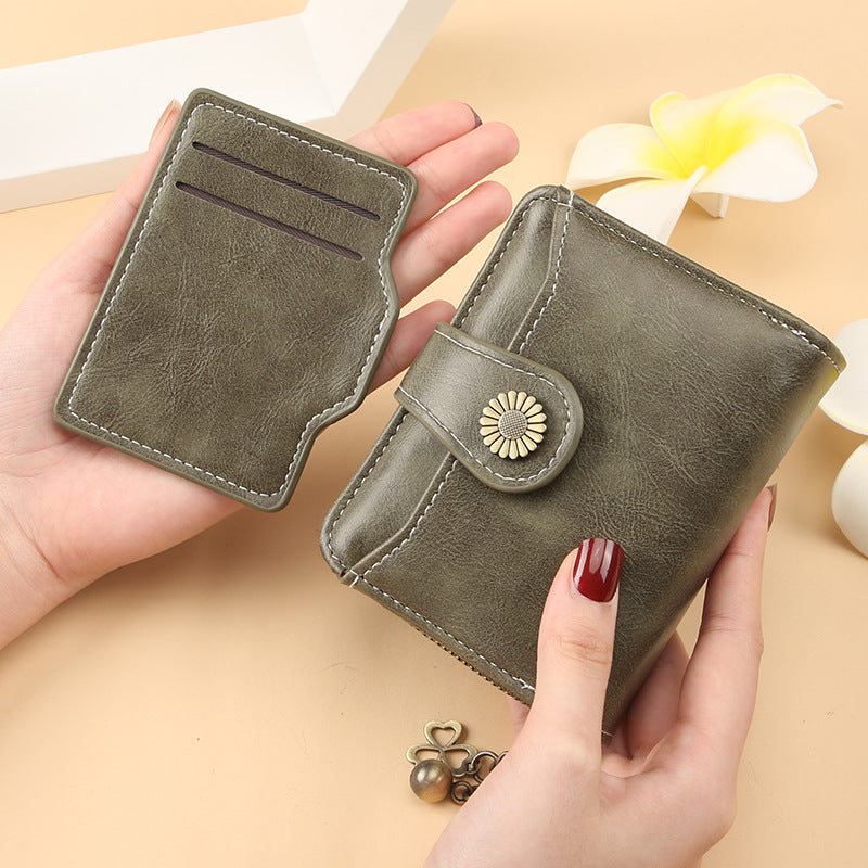 ENDAYCON New Women's Wallet Fashion Tassel Zipper Short Multi-Card Slot Card Bag High-end Sense Coin Purse