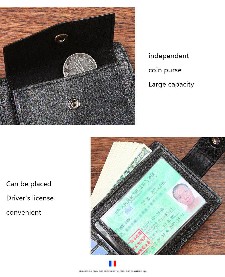 Manufacturers Wholesale New Men's Wallet PU Leather Short Export Cross-border Hasp Business Retro Multi-card Slot Coin PUrse