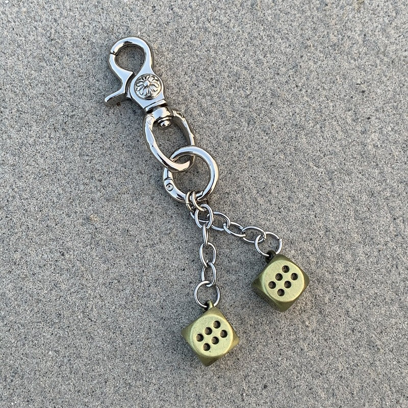 Vintage Floral Heavy-Duty Keychain Dice Pendant Accessory Bag Charm Trendy Niche Style