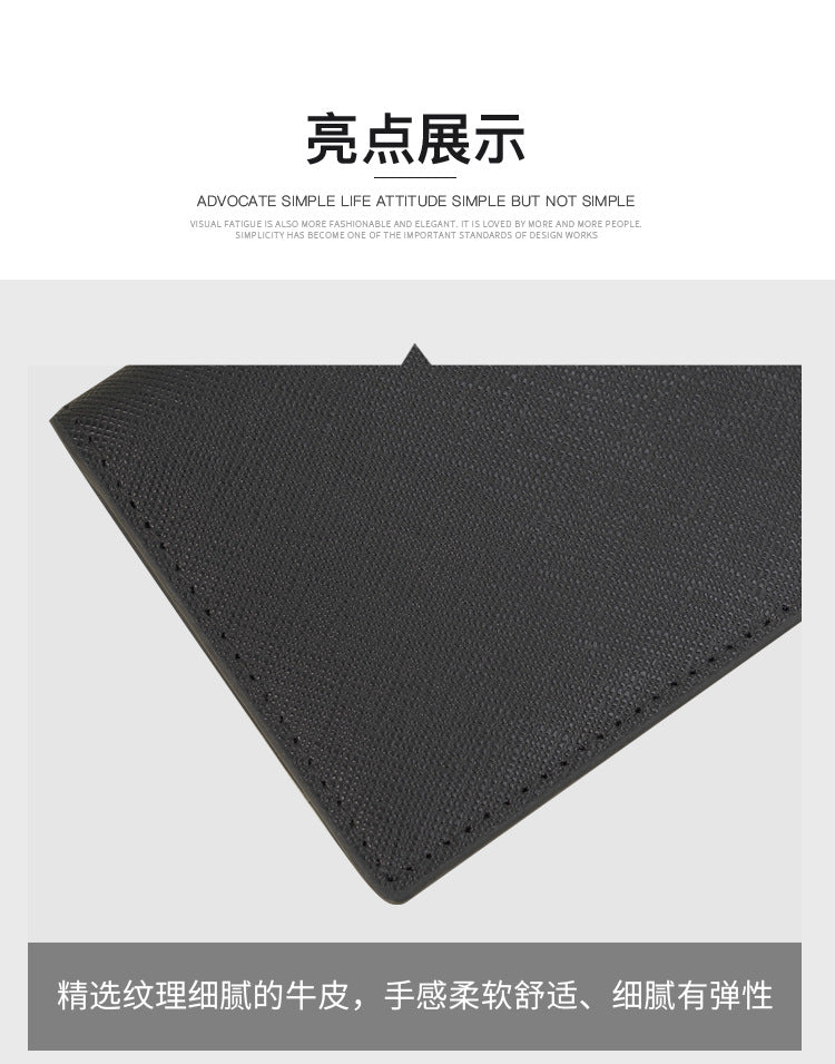 Customized Genuine Leather Card Holder for Men, Business Cowhide Cross-Grain Rfid Anti-Magnetic Card Holder, Ultra-Thin Bank Credit Card Holder Lo