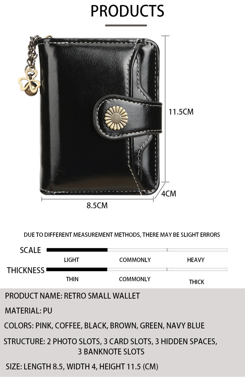 ENDAYCON New Women's Wallet Fashion Tassel Zipper Short Multi-Card Slot Card Bag High-end Sense Coin Purse