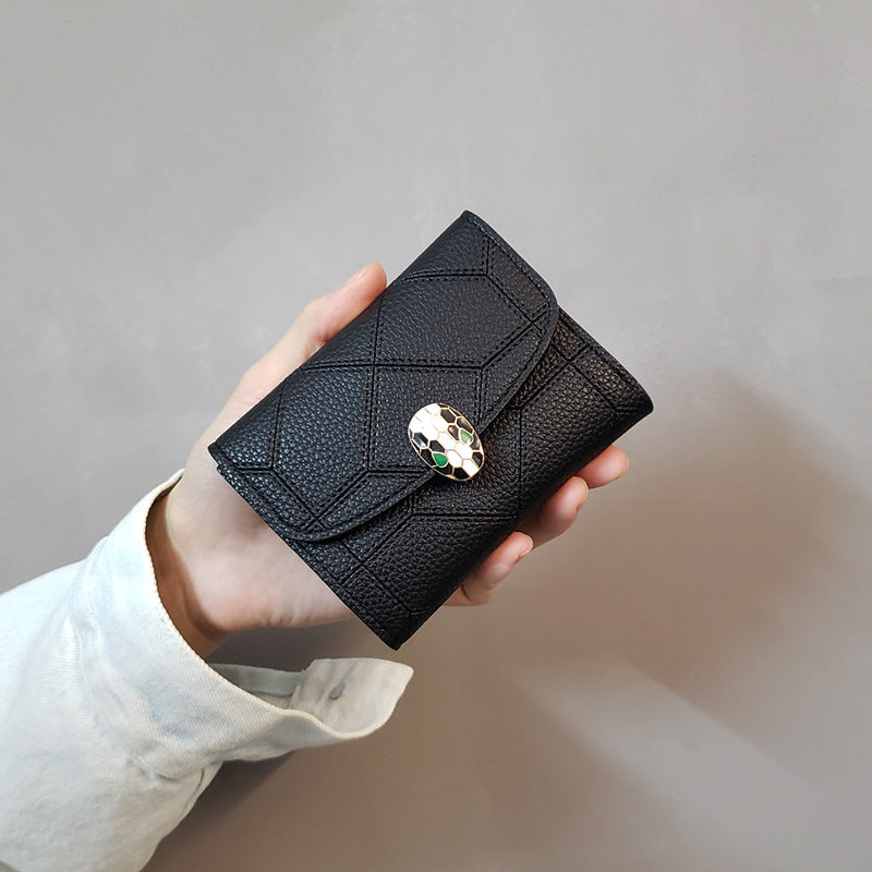 Ins New Snakehead Women's Wallet Women's Short Coin Purse Card Bag Anti-degaussing Fashion Wallet Trend Foreign Trade Hot