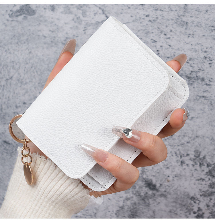 Factory New Card Bag Short Cute Small Women's Coin Purse Simple Light Luxury PU Leather Certificate Storage Bag Thin