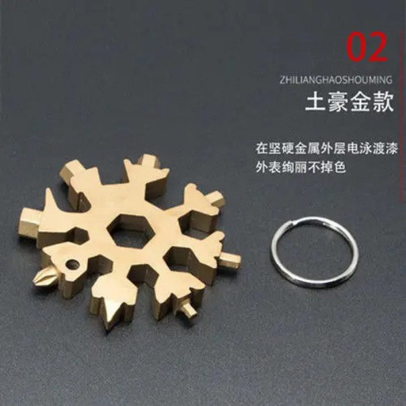 Multifunctional Snowflake Wrench Keychain Portable Hexagonal High Carbon Steel Octagonal Mini Wrench Tool Universal