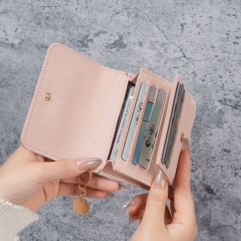 Factory New Card Bag Short Cute Small Women's Coin Purse Simple Light Luxury PU Leather Certificate Storage Bag Thin