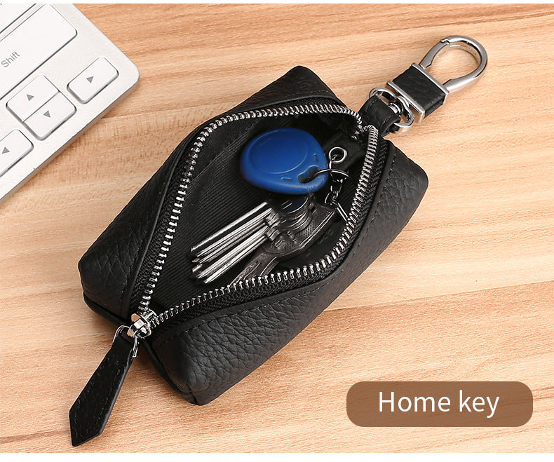 Upgraded High Quality Leather Exquisite Key Case Cowhide Key Case Home Car Key Dual Key Bag