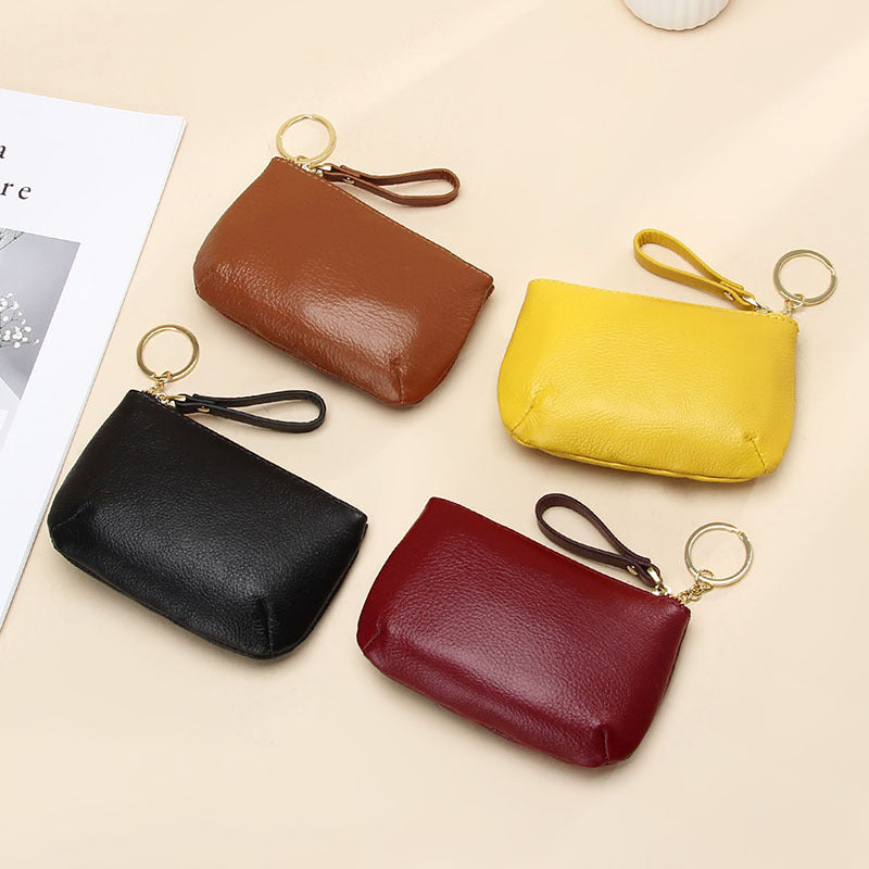 Factory Direct New cowhide short wallet women's leather zipper coin purse Mini small wallet coin bag