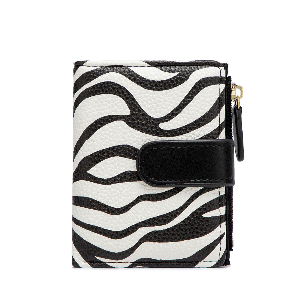 New Creative Zipper Coin Purse, Fashionable Leopard Print Folding Student Wallet, Multi-Functional Portable Coin Bag and Card Holder