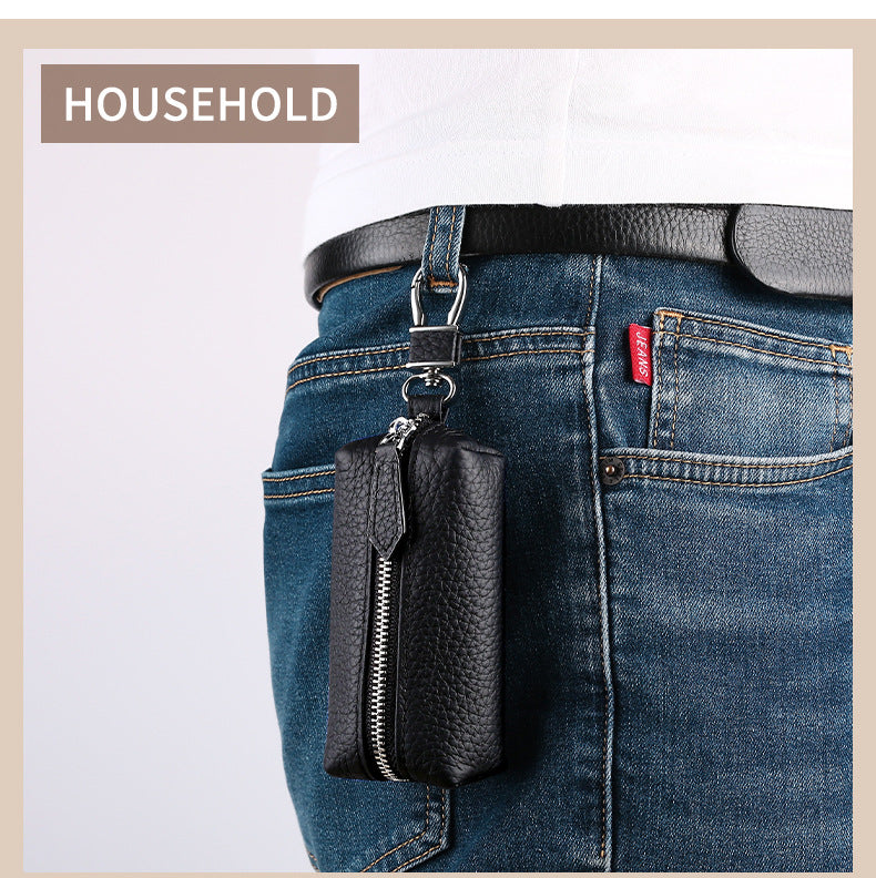 Upgraded High Quality Leather Exquisite Key Case Cowhide Key Case Home Car Key Dual Key Bag