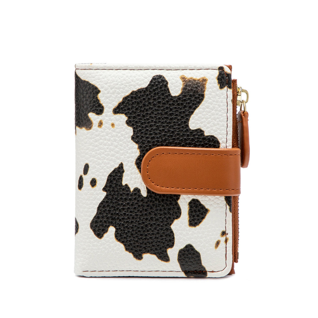 New Creative Zipper Coin Purse, Fashionable Leopard Print Folding Student Wallet, Multi-Functional Portable Coin Bag and Card Holder