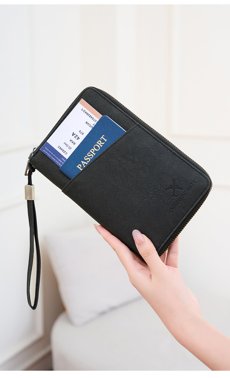 New Rfid Family Passport Holder Wallet Travel Document Storage Bag Simple Large-Capacity Credit Card Protective Case