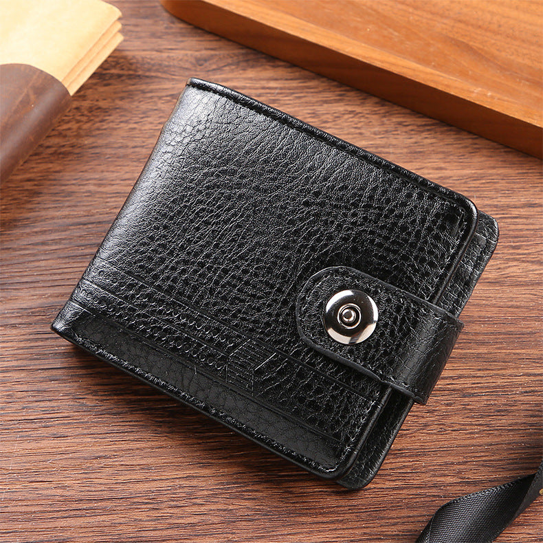 Manufacturers Wholesale New Men's Wallet PU Leather Short Export Cross-border Hasp Business Retro Multi-card Slot Coin PUrse