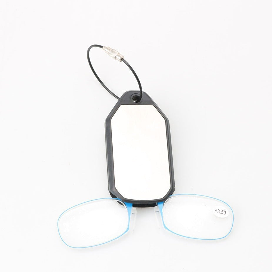 Cross-border new retractable clip nose reading glasses personalized fashion mini convenient reading keychain reading glasses trend