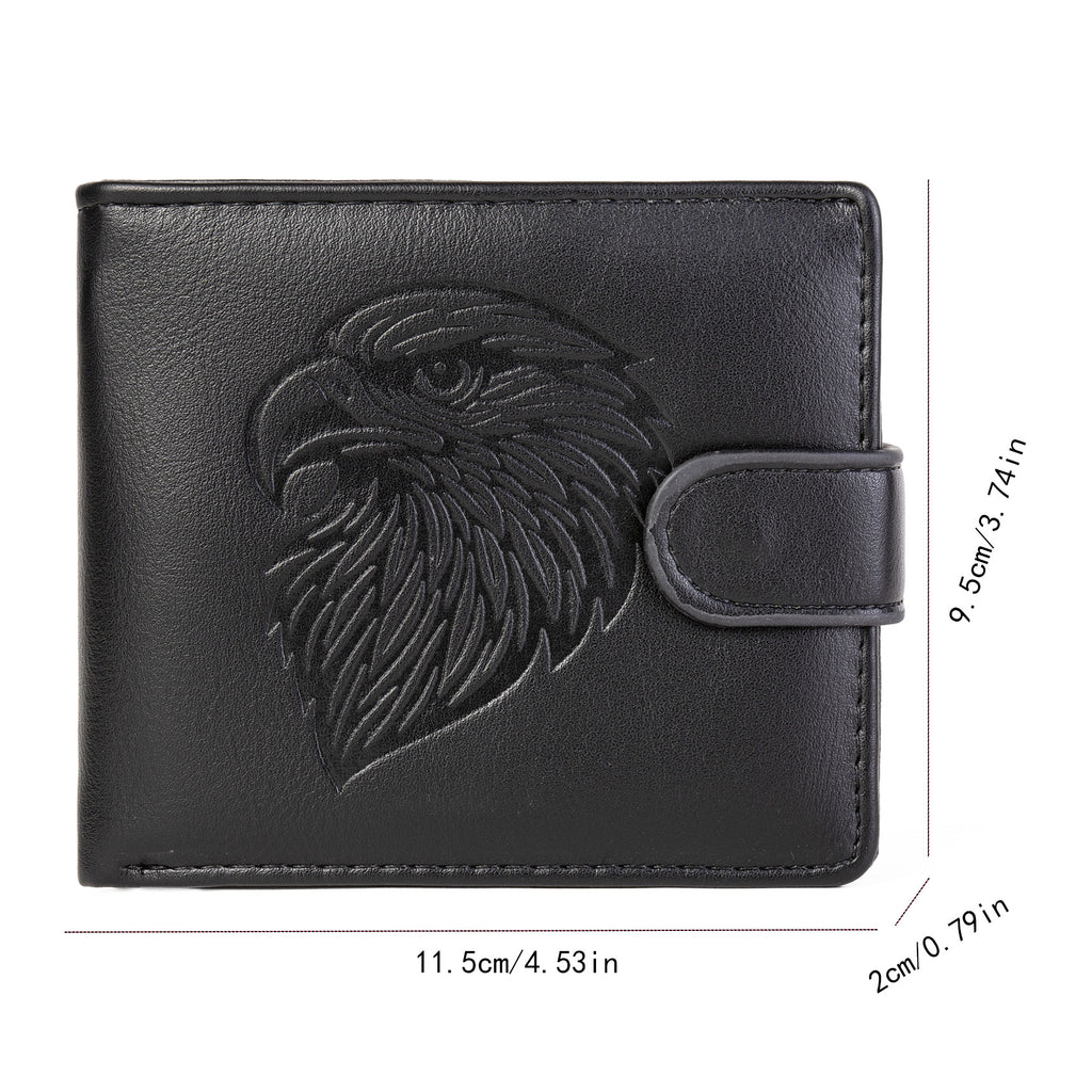 Foreign Trade Wallet Men's New 3D Embossed Eagle Pattern Short Student Youth Casual Soft Leather Card Bag Coin Purse