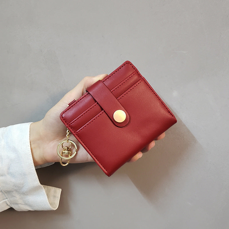 Ins Wallet Women's Short Multi-Functional Keychain Zipper Card Holder Coin Purse Women's Leather Wallet New Portable
