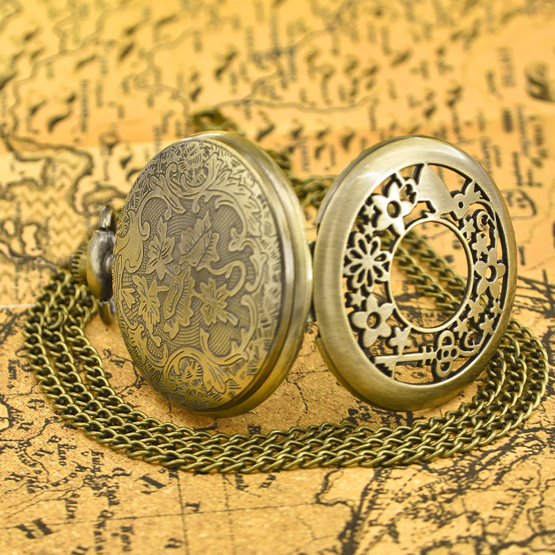Alice in Wonderland retro pocket watch Alice and rabbit anime pocket watch female cartoon flip Hollow