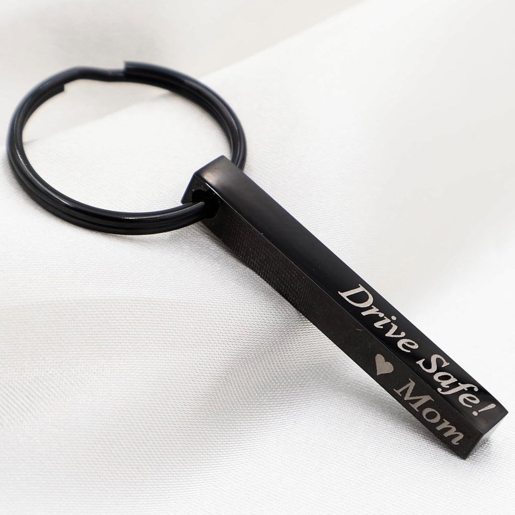 European and American New Stainless Steel Cuboid Keychain Can Be Engraved DIY Key Chain Backpack Pendant Product Wholesale