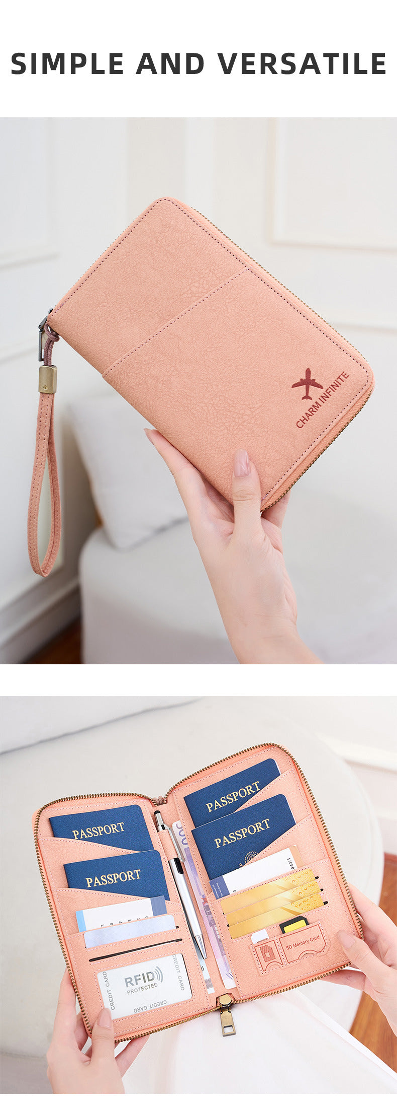New Rfid Family Passport Holder Wallet Travel Document Storage Bag Simple Large-Capacity Credit Card Protective Case