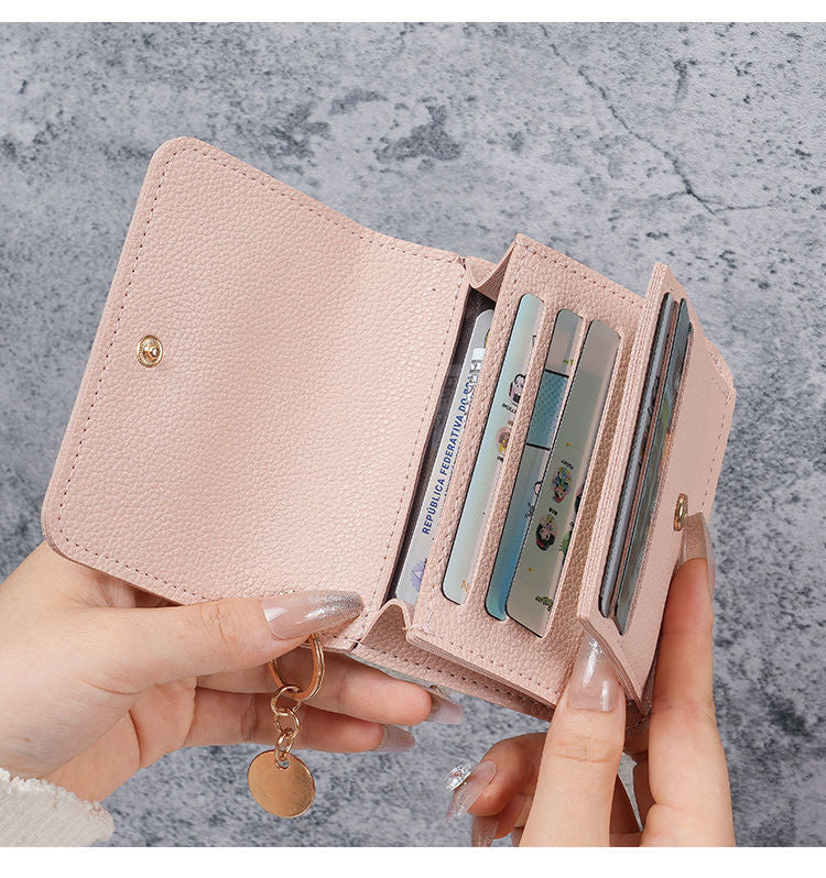 Factory New Card Bag Short Cute Small Women's Coin Purse Simple Light Luxury PU Leather Certificate Storage Bag Thin