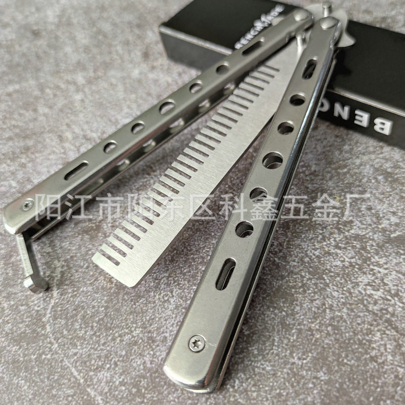 Factory Wholesale Unedged Metal Butterfly Practice Knife Csgo Game Training Hand Swing Knife American Butterfly Comb