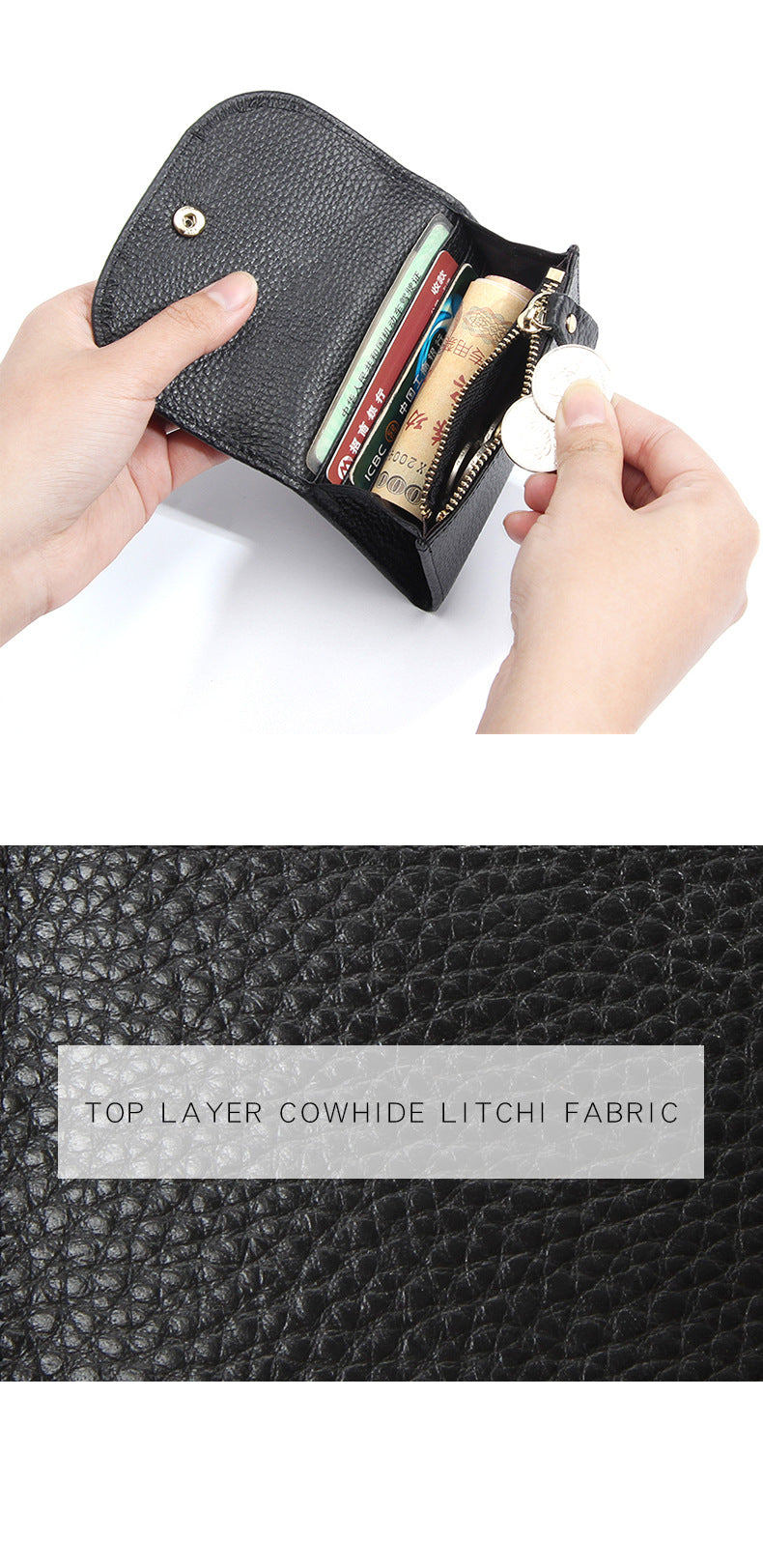 Top Layer Cowhide Small Purse Mini Simple Solid Color New Leather Coin Card Bag with Full Leather Coin Purse for Women