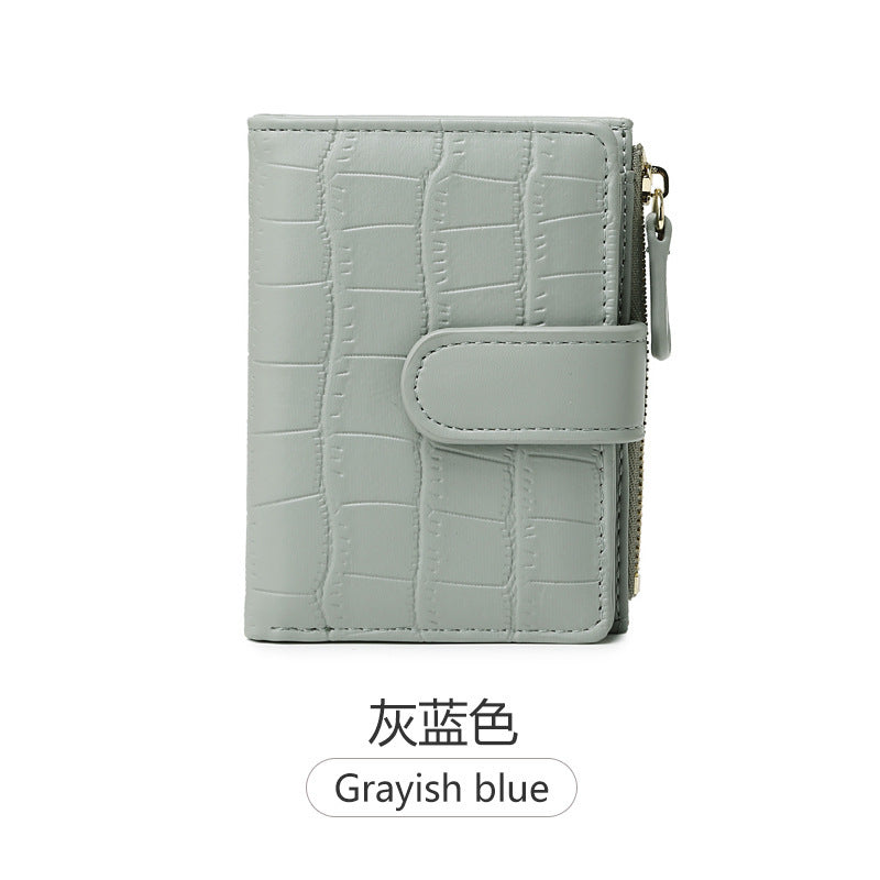 2026 New Style Fresh and Versatile Crocodile Pattern Women's Card Holder Korean Version Mini Portable Folding Short Coin Purse