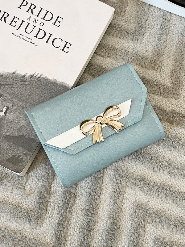 Foreign Trade Wholesale Women's Color-Blocked Bowknot Multi-Card Slot Coin Purse 2025 Korean Style Summer and Autumn New Mini Wallet