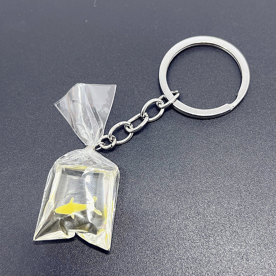 Creative Water Bag Fish Pendant Key Chain Novelty Goldfish Jewelry Backpack Pendant Keychain 7432