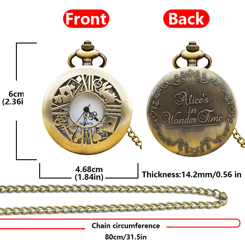 Alice in Wonderland retro pocket watch Alice and rabbit anime pocket watch female cartoon flip Hollow