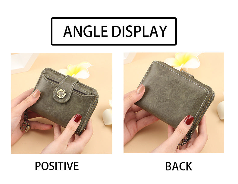 ENDAYCON New Women's Wallet Fashion Tassel Zipper Short Multi-Card Slot Card Bag High-end Sense Coin Purse