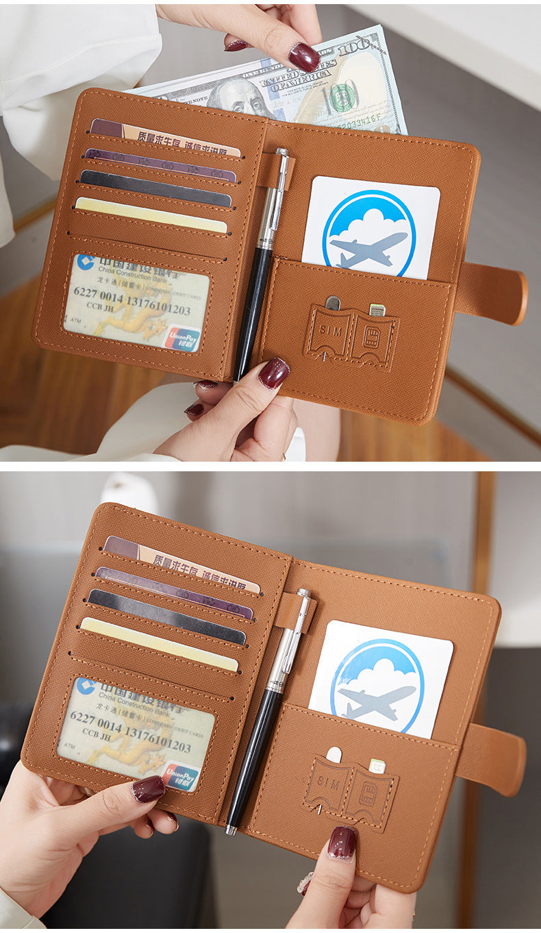 Cross-Border 2026 New Rfid Passport Wallet Multi-Functional Credit Card Document Holder Ultra-Thin Portable Travel Passport Holder