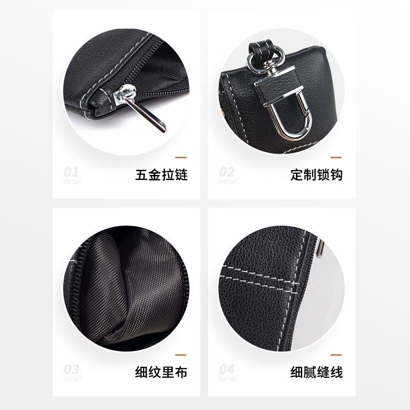 2024 New Genuine Leather Key Bag Home Key Storage Bag Simple Top Layer Soft Cowhide General Motors Key Case