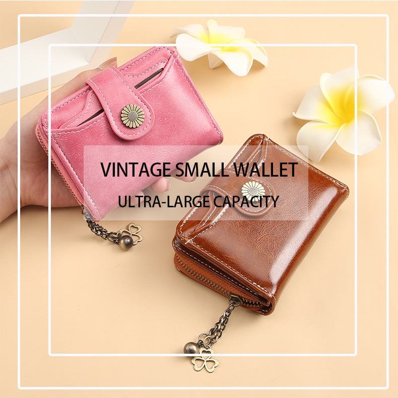 ENDAYCON New Women's Wallet Fashion Tassel Zipper Short Multi-Card Slot Card Bag High-end Sense Coin Purse