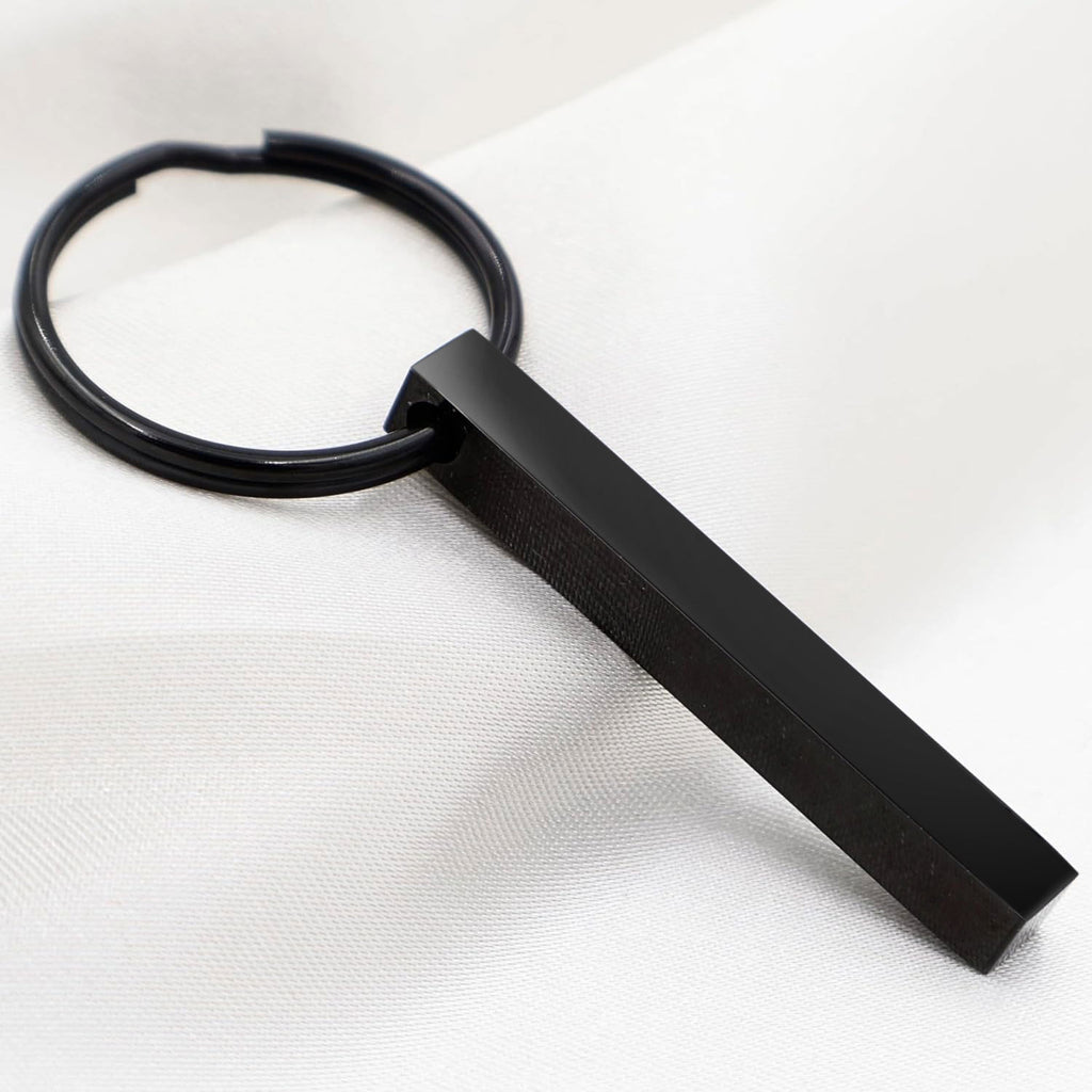 European and American New Stainless Steel Cuboid Keychain Can Be Engraved DIY Key Chain Backpack Pendant Product Wholesale